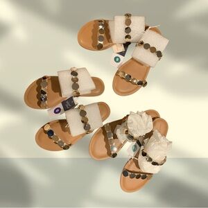 Target Tan Sandals with Gold Details